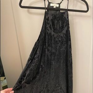 Francesca’s black velvet high neck spaghetti strap dress, size small. Never worn